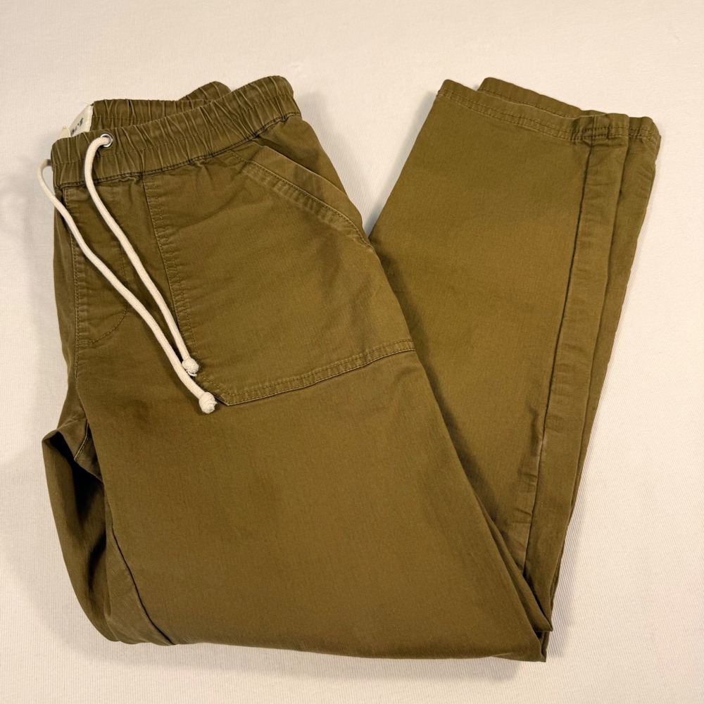 Pact Organic Cotton Jogger Pants Medium Olive Green Elastic Drawstring Chino - Picture 15 of 16